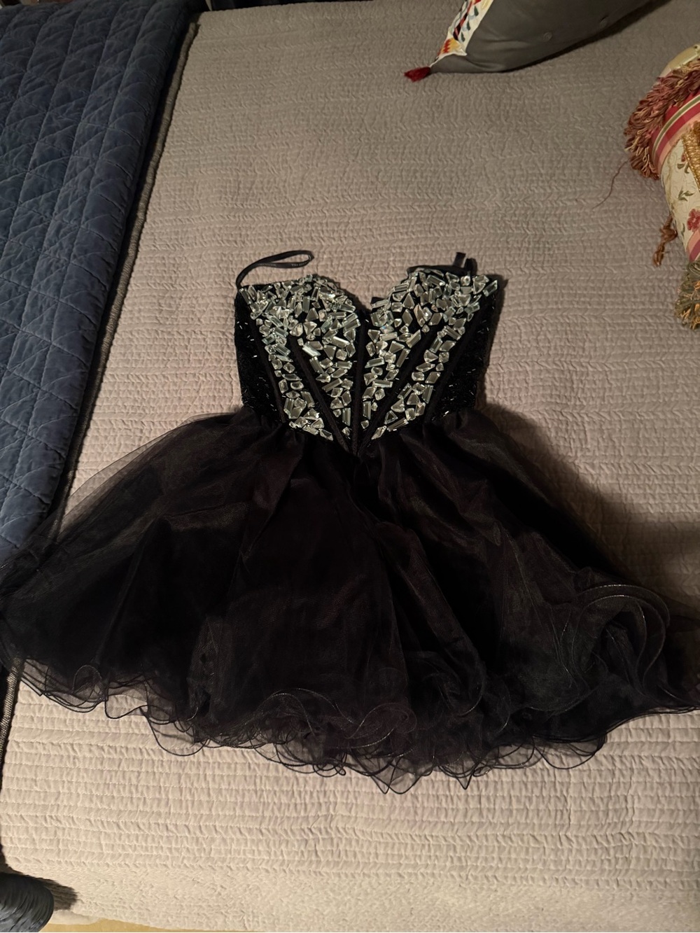Sherri Hill Black Jeweled Tulle Party Dress